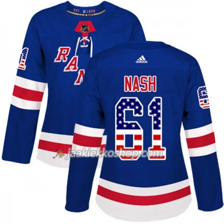 Nainen NHL New York Rangers Pelipaita Rick Nash 61 Adidas 2017-2018 Sininen USA Flag Fashion Authentic